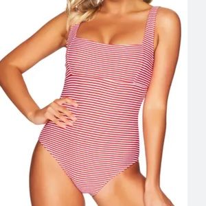 Sealevel, striped, red and white one piece swimsuit